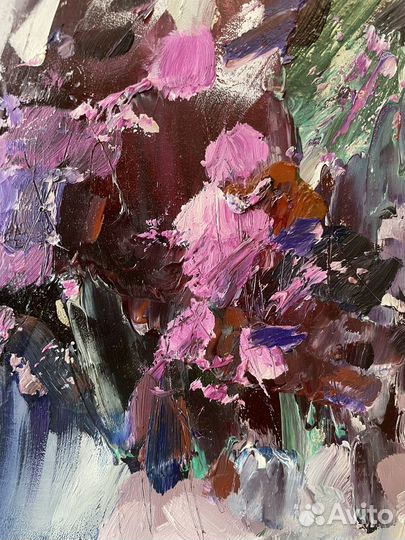 Букет из сирени картина маслом цветы 20*30см