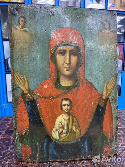 Старинная икона Божьей Матери «Знамение»