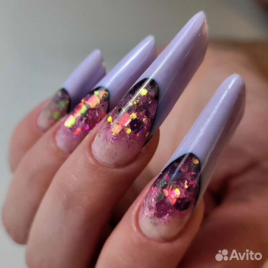 Маникюр, наращивание, Выкладной френч