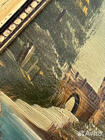 Картина антикварная живопись в раме дерево