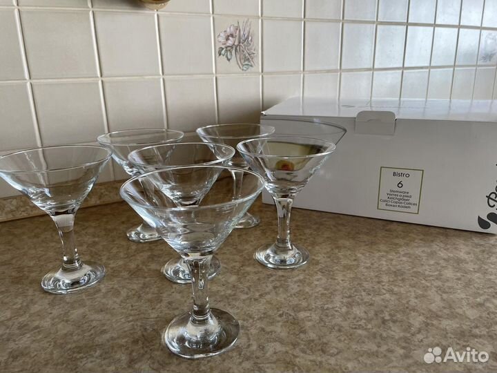 Фужеры бокалы мартини новые