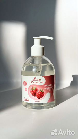 Лубрикант на водной основе Love Protection Raspberry с ароматом малины - 300 мл