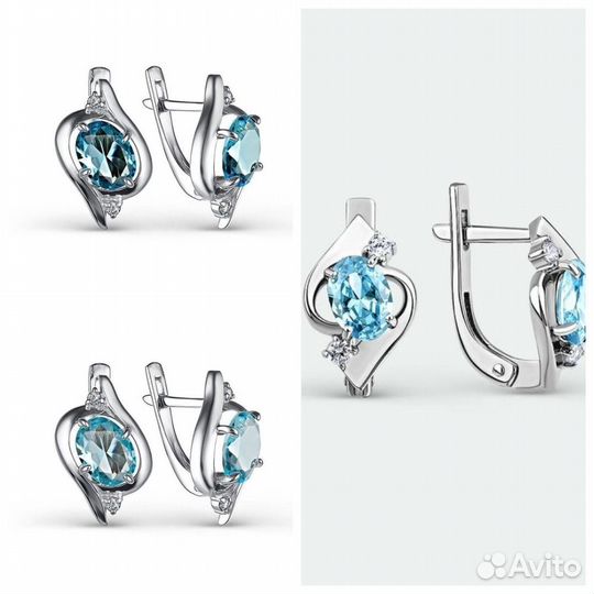 Серьги серебро топаз С157