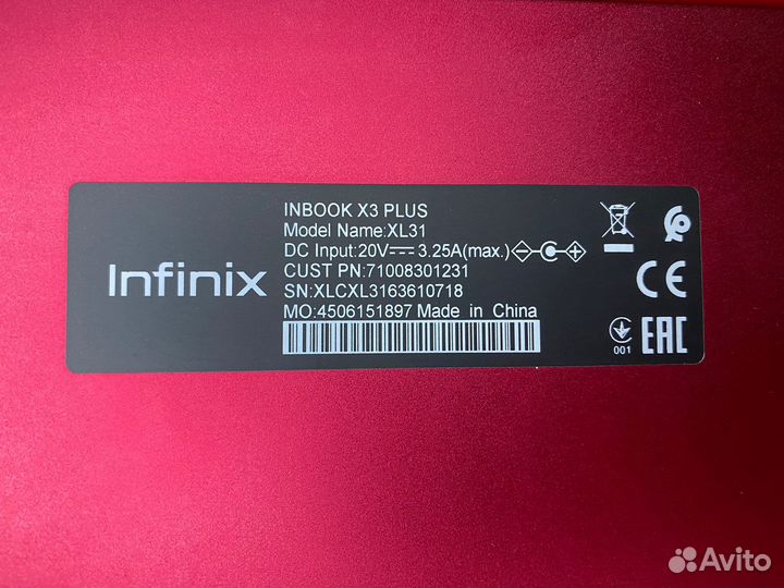 Ноутбук infinix inbook x3 plus xl31 i5-1235u 16gb