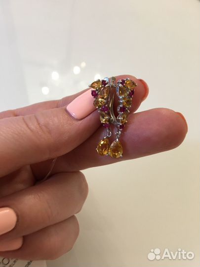 Серебряные серьги с цитрином