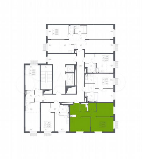 2-к. квартира, 53,2 м², 17/17 эт.