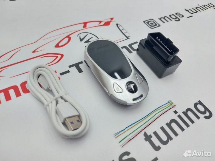 Смарт ключ Tesla стиль Mercedes new серебро