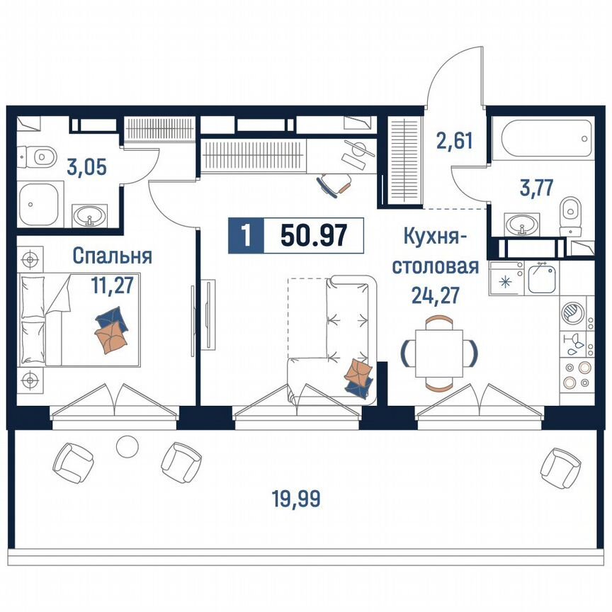 1-к. квартира, 51 м², 18/18 эт.