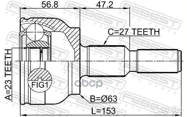 ШРУС внешний 23х63х27 ford focus CDH 2012- 2110