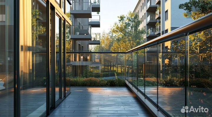 Стеклянное ограждение под кдюч