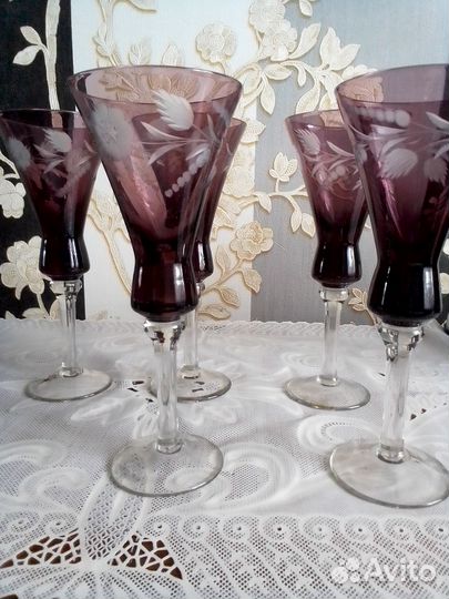 Фужеры цветное стекло СССР винтаж