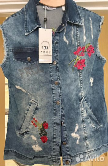 Джинсовая куртка и джинсовая безрукавка Турция