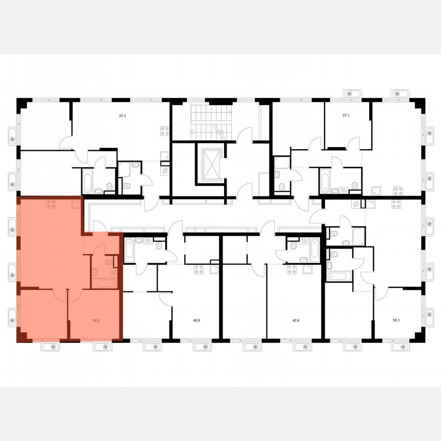 2-к. квартира, 51,5 м², 2/9 эт.
