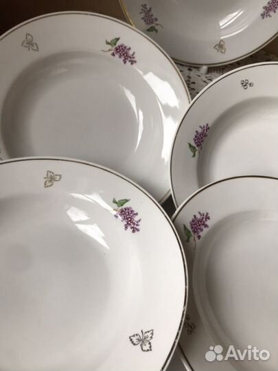 Большие суповые тарелки СССР Сирень Клён
