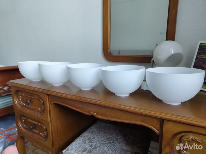 Плафоны, молочное текло, 5 штук