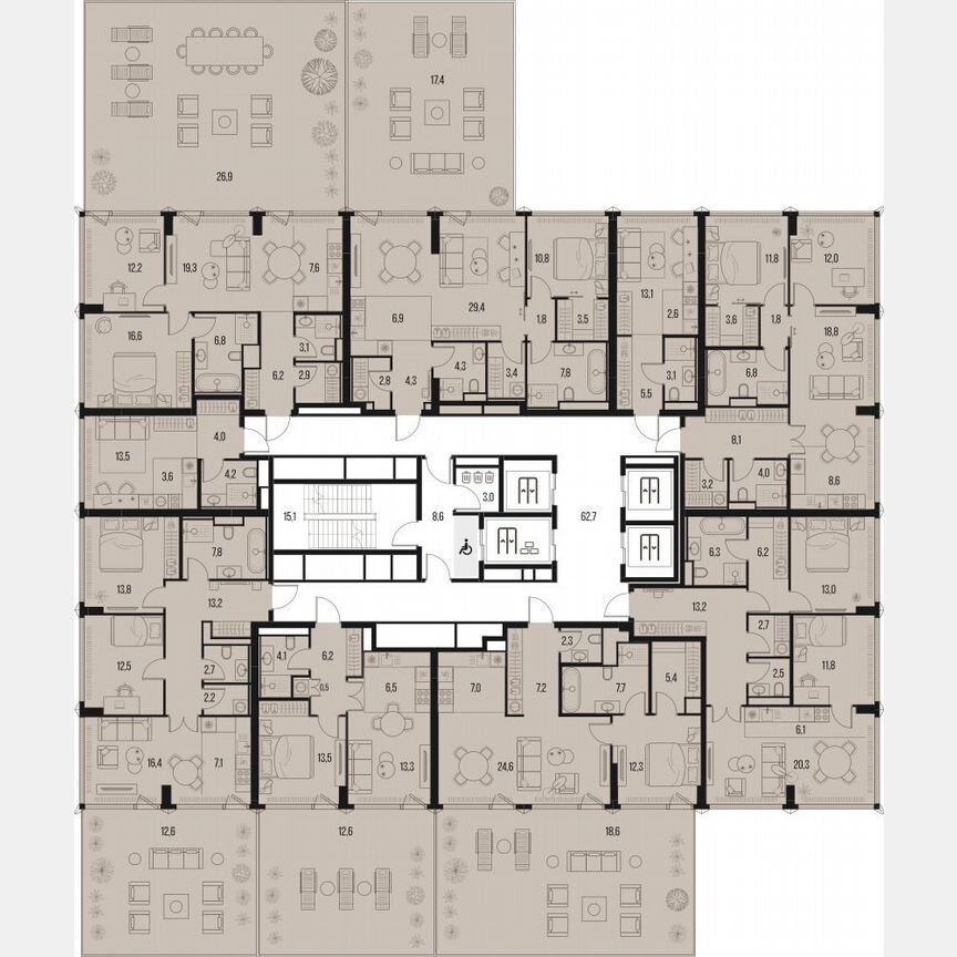 3-к. квартира, 78,7 м², 2/26 эт.