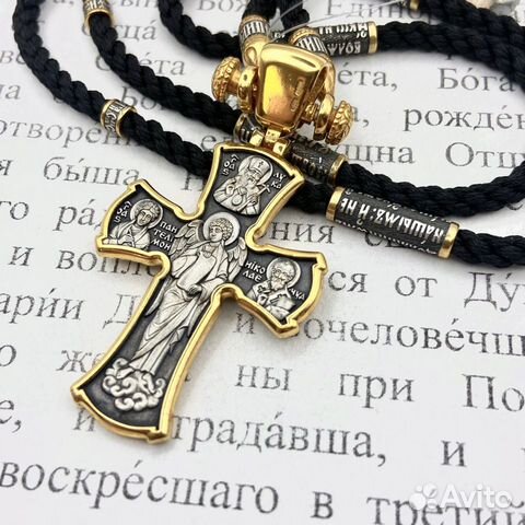 Православный крест на гайтане из шёлка