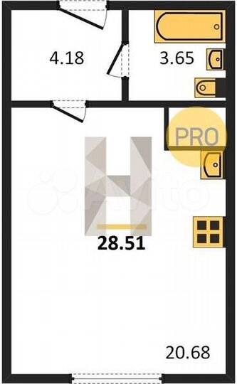 Квартира-студия, 28,5 м², 2/17 эт.