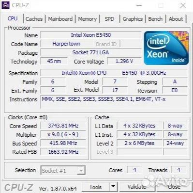 Комплект Xeon 5450 + P5P43TD + 2x4gb DDR3