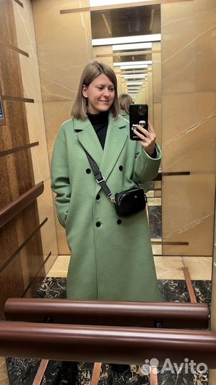 Шерстяное женское зеленое пальто lime
