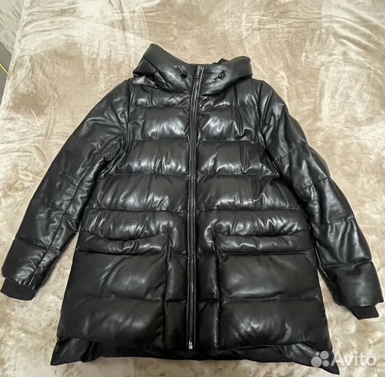 Пуховик зимний из натуральной кожи