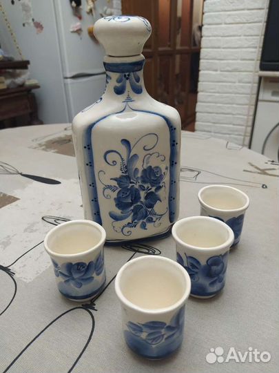 Графин штоф со стопками Гжель