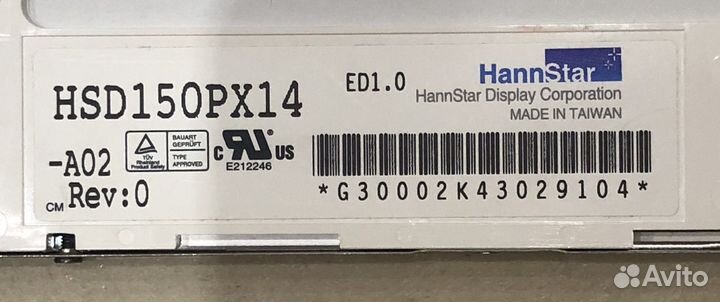 Матрица ноутбука 15 дюймов HSD150PX14-A02 Rev 0