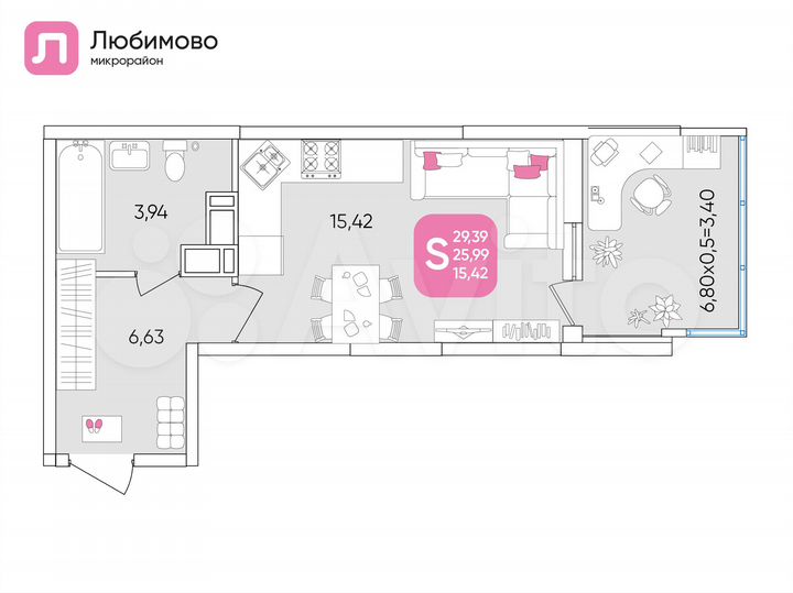 Квартира-студия, 29,4 м², 8/24 эт.