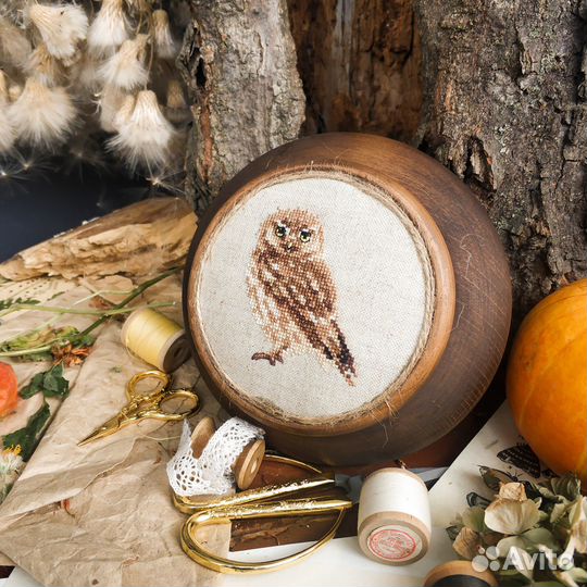 Шкатулка Вышивка Можжевельник Сова