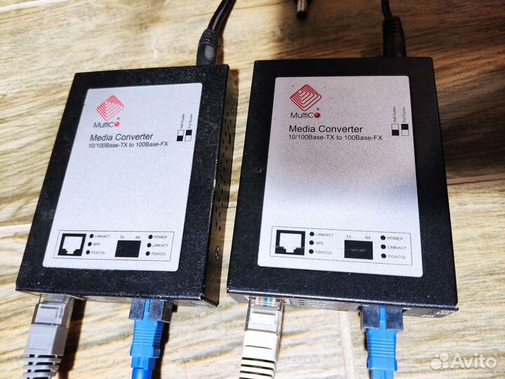 Медиаконвертеры 100 Мбит оптич. 2шт с бп 5В