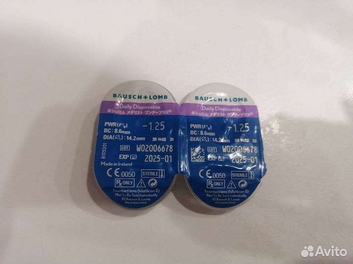 Контактные линзы Bausch + Lomb -1.25