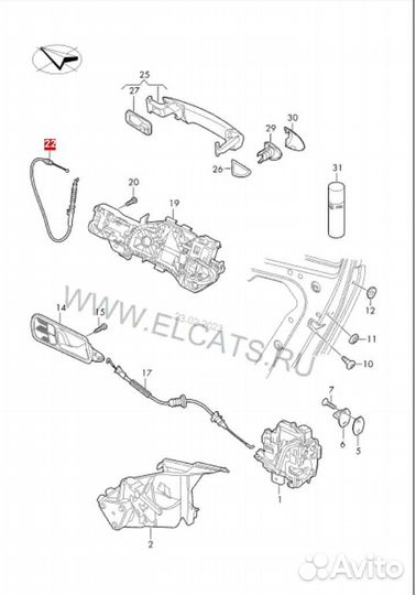 Трос замка двери VW Passat CC B7 B6