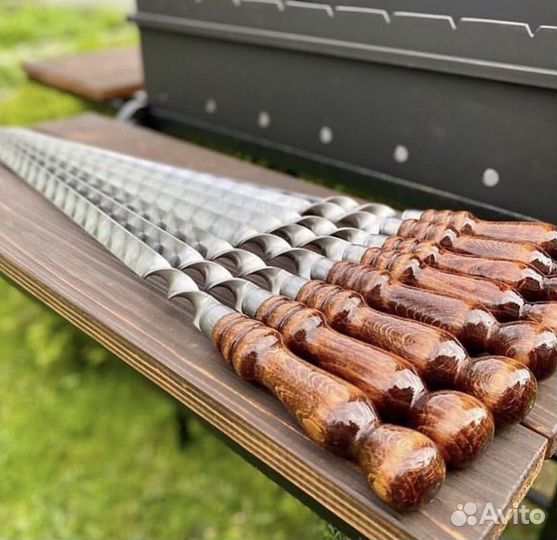 Шампура из нержавейки с деревянной ручкой