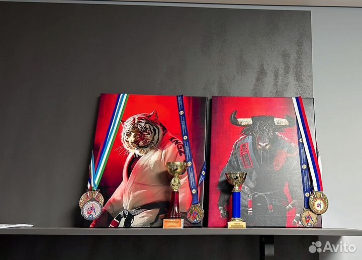 Картины Бык и тигр в кимоно