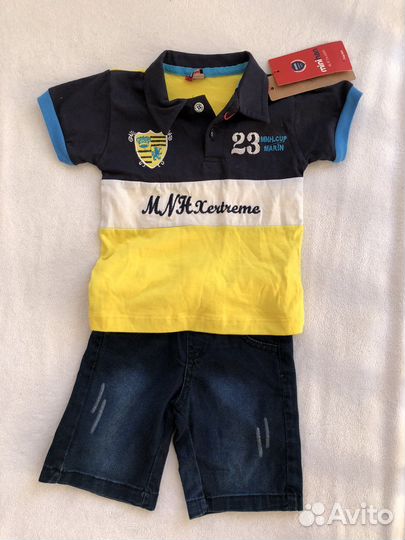 Костюм летний для мальчика размер 86 (шорты, поло)