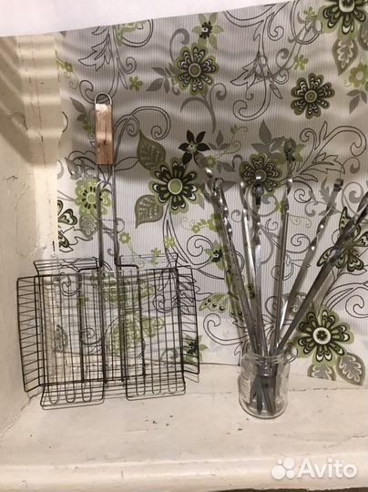 Решётка для гриля и шампуры б/у