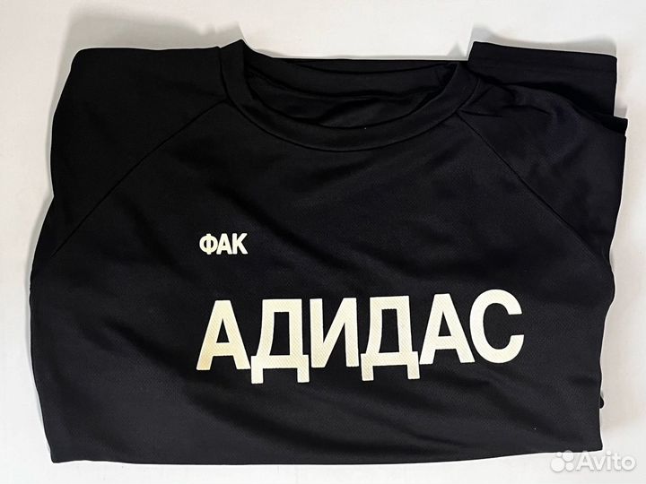 Yeezy x Gosha Фак Адидас Jersey Black T-shirt (3)