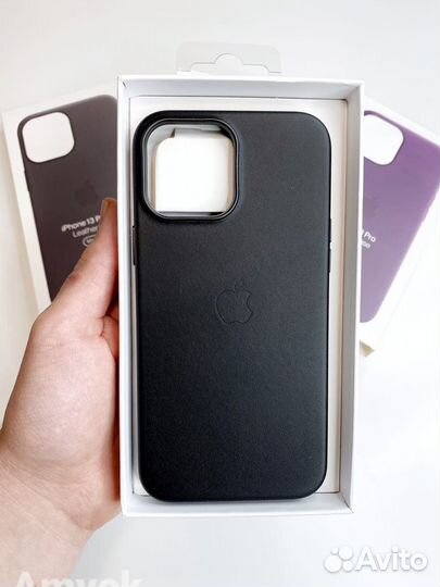 Кожаный чехол на iPhone 13 Pro Max (Копия) Black