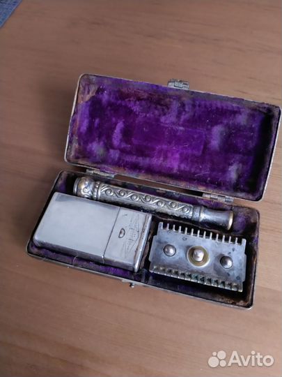 Старинная антикварная бритва Gillette посеребрение