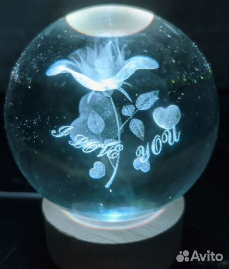 Светильник ночник Стеклянный 3D шар LED декор NEW