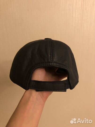 Кепка бейсболка мужская кожаная зимняя синяя новая