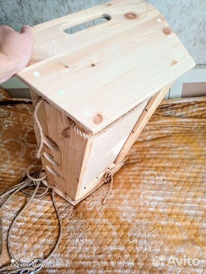 Детская колыбель люлька подвесная натур дерево