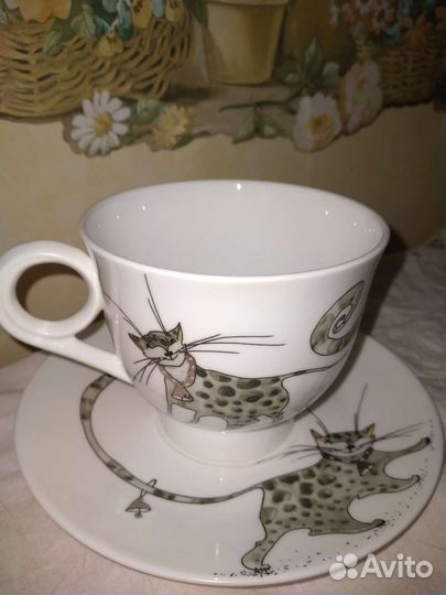 Чашка с блюдцем Котики Lefard