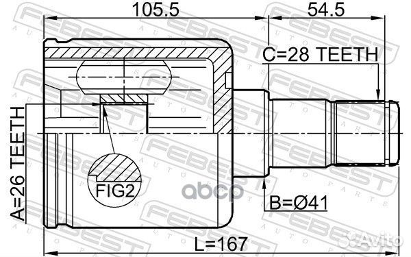 Шрус внутренний правый 26X41X28 KIA ceed 2006-2