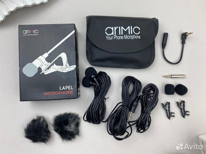 Микрофон петличный двойной AriMic Dual Head