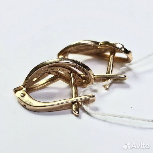 Золотые серьги с фианитом