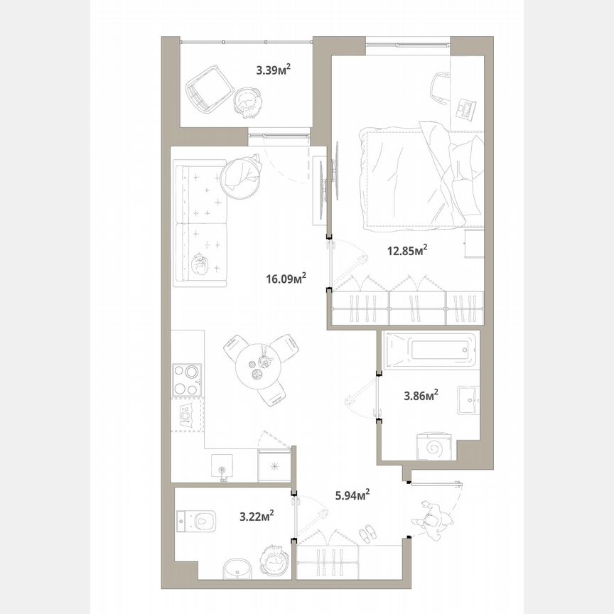 1-к. квартира, 43,7 м², 11/12 эт.