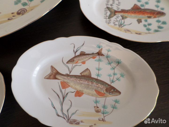 Сервиз фарфоровый Рыбы Польша Cmielow
