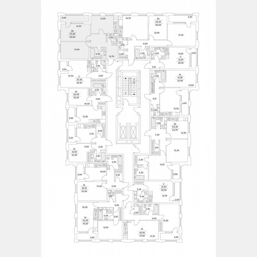2-к. квартира, 60,6 м², 9/13 эт.