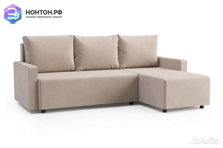 Диван угловой еврокнижка Мидгард темно-бежевый